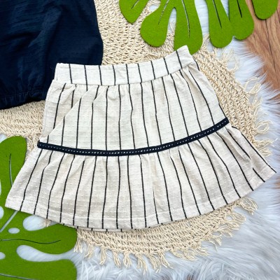Conj. Regata Anabola e Short Saia Rendinha - Preto e Areia
